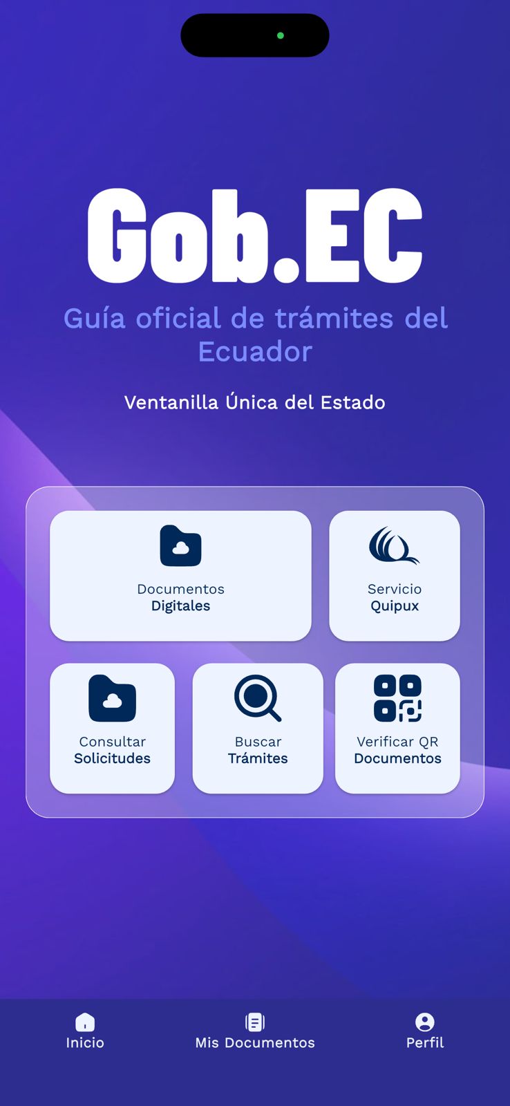 Ejemplo de verificación de QR en la aplicación Gob.ec